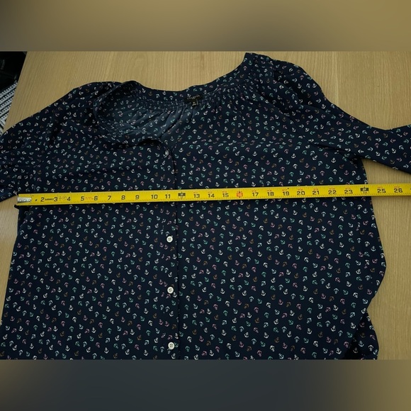 Talbots|Tossed Anchor Top, Long Sleeve Chiffon, Size 1x•••Beachy, Nautical Vibes - Picture 12 of 12